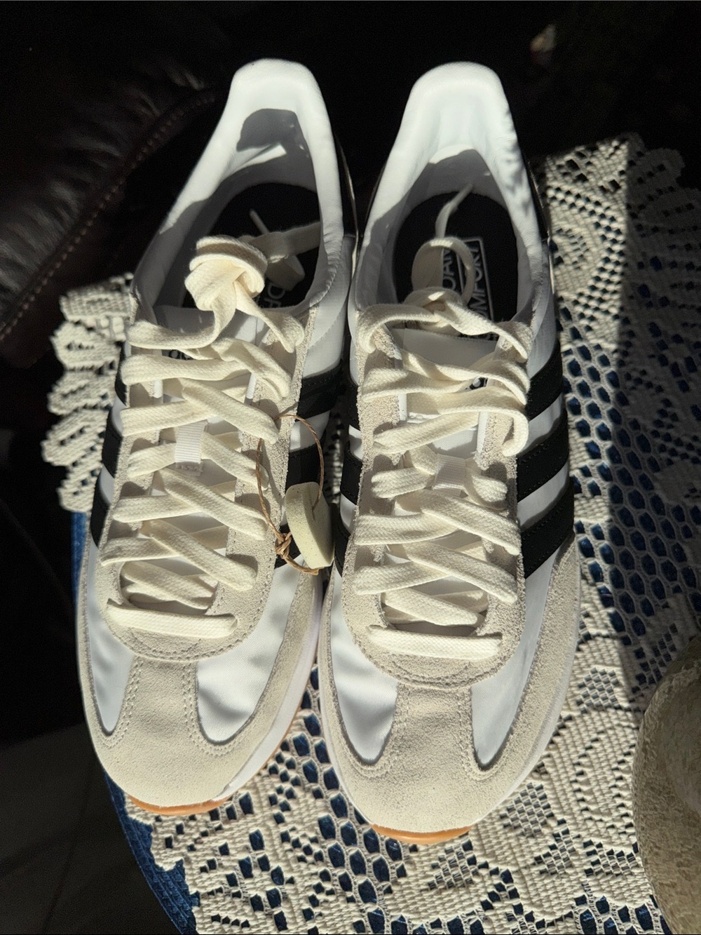 Adidas White Sneakers with Black Three-Stripe Accents NIB!